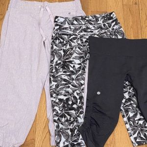 Workout Bundle of 3 cropped athletic leggings. XS Lululemon, Athleta,Apana.